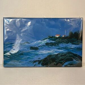 Ocean Lighthouse Canvas Art - Blue and White